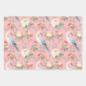 Chinoiserie Jade Pink & Navy Floral Egret Geschenkpapier Set (Vorderseite 3)
