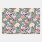 Chinoiserie Jade Pink & Navy Floral Egret Geschenkpapier Set (Vorderseite)