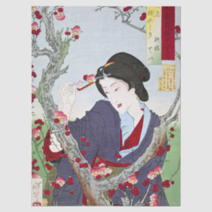 Chinoiserie Japanische Dame & Rote Kirschblüte Seidenpapier