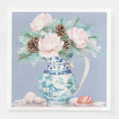 Chinoiserie Jug mit Pinecones und Seashells Serviette (Vorderseite)
