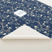 Chinoiserie Kamelien-Garten-Monogramm  Sherpadecke (3/4)