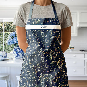 Chinoiserie-Kameliengarten auf einer navyblauen Sc Schürze