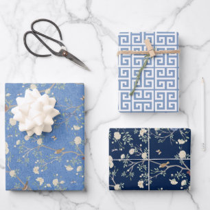 Chinoiserie-Kameliengarten & Griechischer Schlüsse Geschenkpapier Set