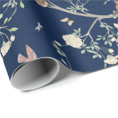 Chinoiserie Kameliengarten Navyblau Geschenkpapier (Rolleneckpunkt)