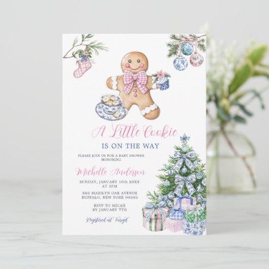 Chinoiserie Kleines Keks Weihnachtsdusche Einladung (Stehend Vorderseite)