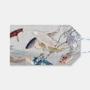 Chinoiserie Koi-Fisch und Lila Wisteria Druck Geschenkanhänger