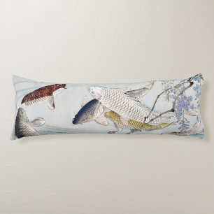 Chinoiserie Koi-Fisch und Lila Wisteria Druck Seitenschläferkissen