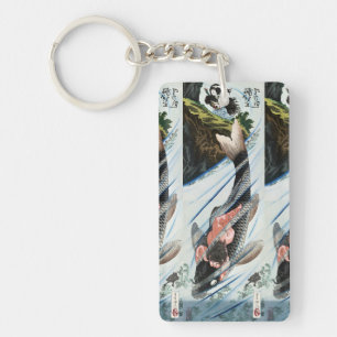 Chinoiserie Koi Karpfen Wasserfall Japanische Kuns Schlüsselanhänger