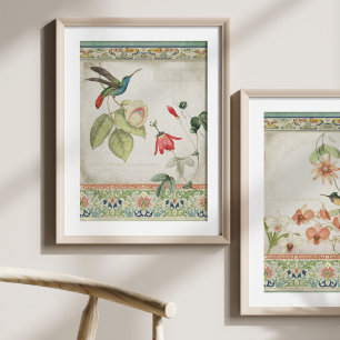Chinoiserie Kolibri Vintage Florale Decoupage Seidenpapier
