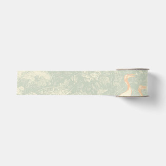 Chinoiserie-Kranich-Toile-Botanischer-Asiatischer- Ripsband
