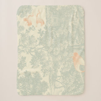 Chinoiserie-Kranich-Toile-Botanischer-Asiatischer- Sherpadecke