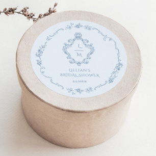 Chinoiserie-Kranz Toile Something Blue Wappen Runder Aufkleber