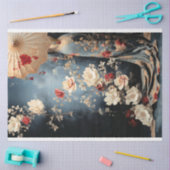 Chinoiserie Lady stehend mit Sonnenschirm Portrait Seidenpapier (Basteln)