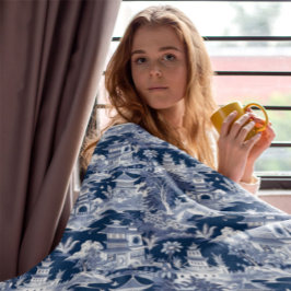 Chinoiserie Landschaftsbild Malerei Blau Weiß Decke