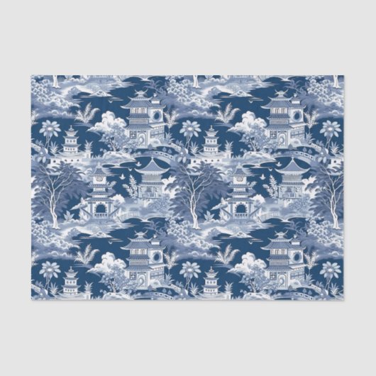 Chinoiserie Landschaftsbild Seidenpapier (Vorderseite)