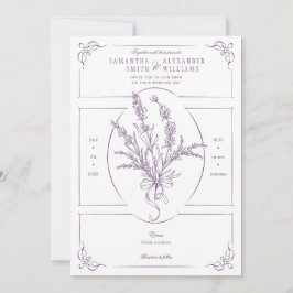 Chinoiserie Lavender Bouquet Viktorianische Hochze Einladung