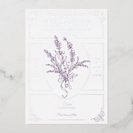 Chinoiserie Lavender Bouquet Viktorianische Hochze Folieneinladung