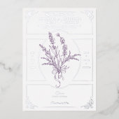 Chinoiserie Lavender Bouquet Viktorianische Hochze Folieneinladung (Vorderseite)