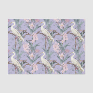 Chinoiserie Lavender Floral Egret Seidenpapier