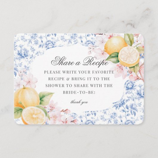 Chinoiserie Lemon Brautparty Locarno Begleitkarte (Vorderseite)