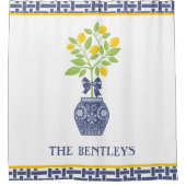 Chinoiserie Lemon Personalisierter Duschvorhang (Vorderseite)