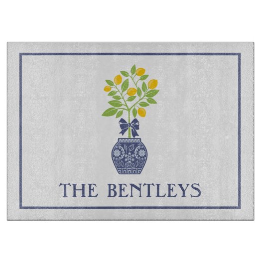 Chinoiserie Lemon Personalisiertes Bike Schneidebrett (Vorderseite)