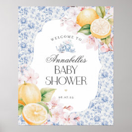Chinoiserie Lemon Tea Baby Dusche Begrüßungszeiche Poster