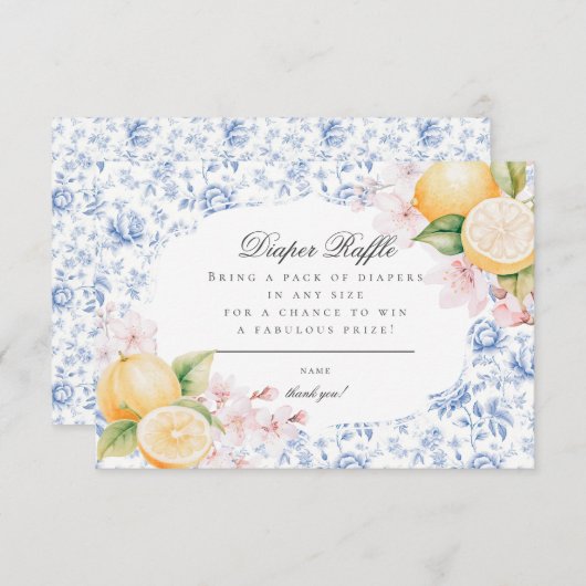 Chinoiserie Lemon Tea Babydusche Windelwanne Begleitkarte (Vorne/Hinten)