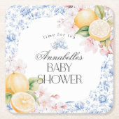 Chinoiserie Lemon Tea Party Babydusche Dekoration Rechteckiger Pappuntersetzer (Vorderseite)