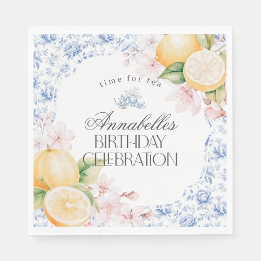 Chinoiserie Lemon Tea Party Geburtstagsparty Serviette (Vorderseite)