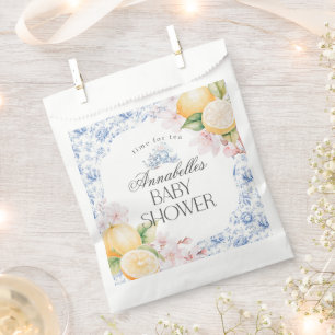 Chinoiserie Lemon Tea Party Kinderdusche Dessert Geschenktütchen