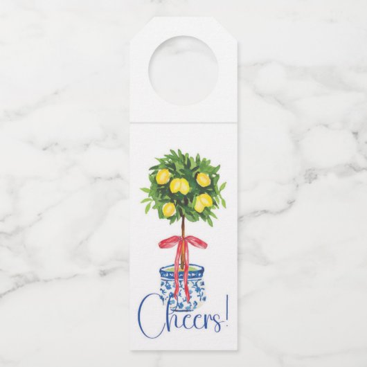Chinoiserie Lemon Topiary Tree Flaschenanhänger (Vorderseite)