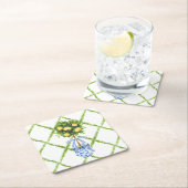 Chinoiserie Lemon Topiary with Blue Bow Rechteckiger Pappuntersetzer (Vor Ort)