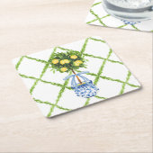 Chinoiserie Lemon Topiary with Blue Bow Rechteckiger Pappuntersetzer (angewinkelt)