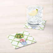 Chinoiserie Lemon Topiary With Pink Bow Rechteckiger Pappuntersetzer (Vor Ort)