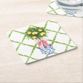 Chinoiserie Lemon Topiary With Pink Bow Rechteckiger Pappuntersetzer (angewinkelt)