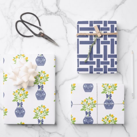 Chinoiserie Lemon Tree Geschenkgutscheine Geschenkpapier Set (Vorderseite)