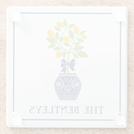 Chinoiserie Lemon Tree Glass Untersetzer (Rückseite)