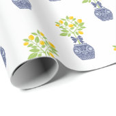 Chinoiserie Lemon Tree in a Ginger Jar Vase Geschenkpapier (Rolleneckpunkt)