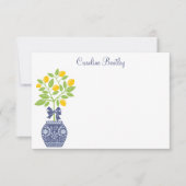 Chinoiserie Lemon Tree Personalisierte Mitteilungs Dankeskarte (Vorderseite)