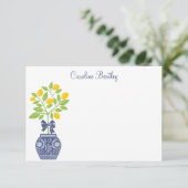 Chinoiserie Lemon Tree Personalisierte Mitteilungs Dankeskarte (Stehend Vorderseite)