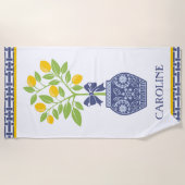 Chinoiserie Lemon Tree Personalisiertes Badetuch (Vorderseite)