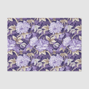 Chinoiserie Lila Gold Blumenmalerei Decoupage Seidenpapier
