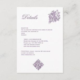 Chinoiserie Lila Rose Bouquet Viktorianische Hochz Begleitkarte