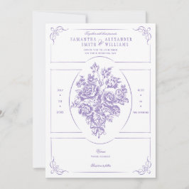 Chinoiserie Lila Rose Bouquet Viktorianische Hochz Einladung