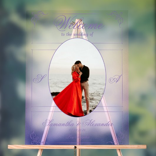 Chinoiserie Lila Rose Viktorianisch Hochzeit Willk Acrylschild (Neutral)