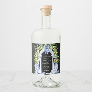 Chinoiserie Limoncello Lemons Flasche Alkoholflaschenetikett