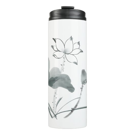 Chinoiserie Lotus Painting Personalisierter Name Thermosbecher (Vorderseite)