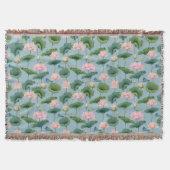 Chinoiserie Lotus Pond and Dragonfly Throw Blanket Decke (Vorderseite)