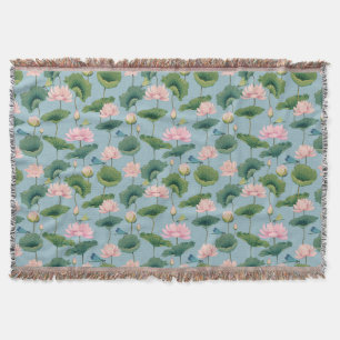 Chinoiserie-Lotus-Teich- und Libellen-Wurfdecke Decke